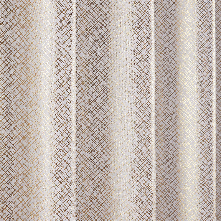 14 Piece "Crossy-Gold Foil" Roaring Metallic Shower Curtain