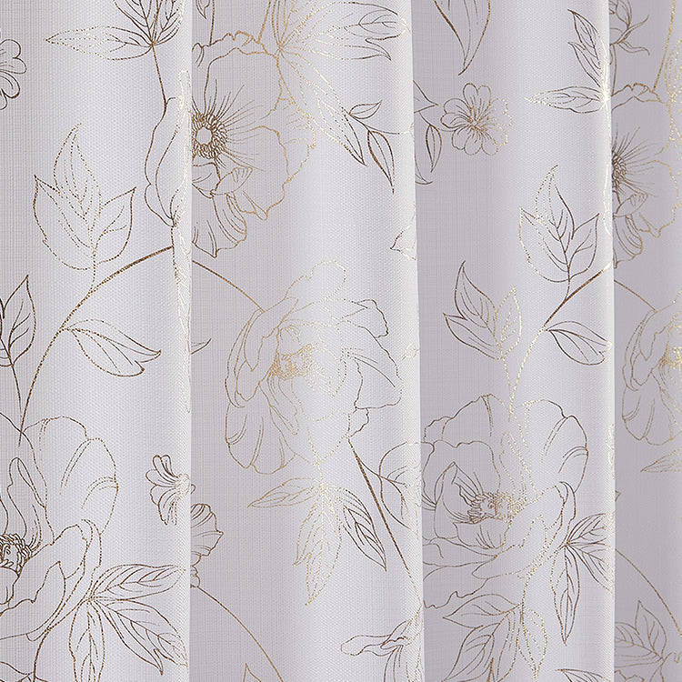 14 Piece "Belle-Gold Foil" Roaring Metallic Shower Curtain
