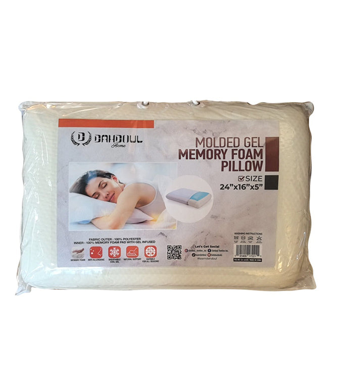 QUEEN MOLDED GEL MEMORY FOAM PILLOW - (SOLID CASE PACK 6 PILLOWS PER CASE)