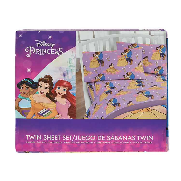 3 Piece "Dance With Me" Beauty & The Beast Twin Disney Bed sheet Set
