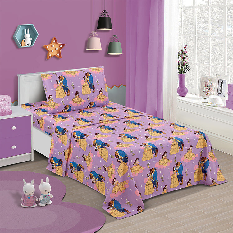 3 Piece "Dance With Me" Beauty & The Beast Twin Disney Bed sheet Set