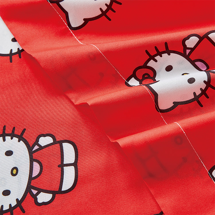 3 Piece "Classic Girl in Red" Hello Kitty Twin Sanrio Bed sheet Set - Solid Packing (8 Items in a Case)