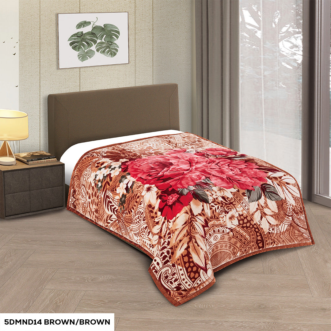 5 DIAMOND 2 PLY FLOWER DESIGN RACHELLE BLANKET-(Assorted Case Pack 10 Blanket's Per Case 2 Per Design)