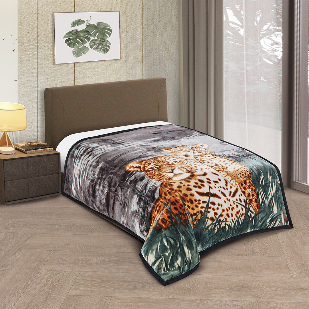 Jaguar/Dark Grey CJ430 Golden Lion 2Ply Blanket
