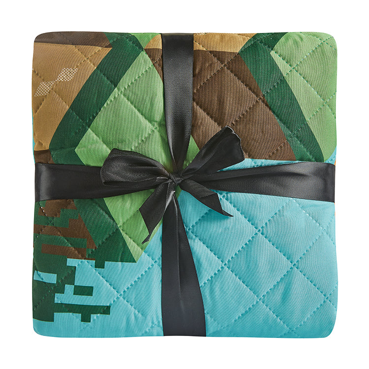 TWIN/FULL BEDSPREAD MINECRAFT"BLOCKS" - (SOLID PACKING: 12 ITEMS IN A CASE)