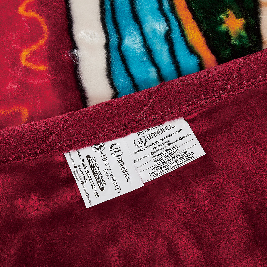 HEAVY WEIGHT 2 PLY BLANKET VIRGEN DE GUADALUPE/BURGUNDY-(SOLID CASE PACK 5 BLANKETS PER CASE)