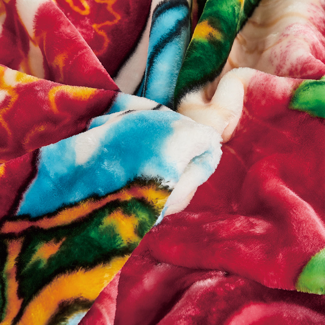 HEAVY WEIGHT 2 PLY BLANKET VIRGEN DE GUADALUPE/BURGUNDY-(SOLID CASE PACK 5 BLANKETS PER CASE)