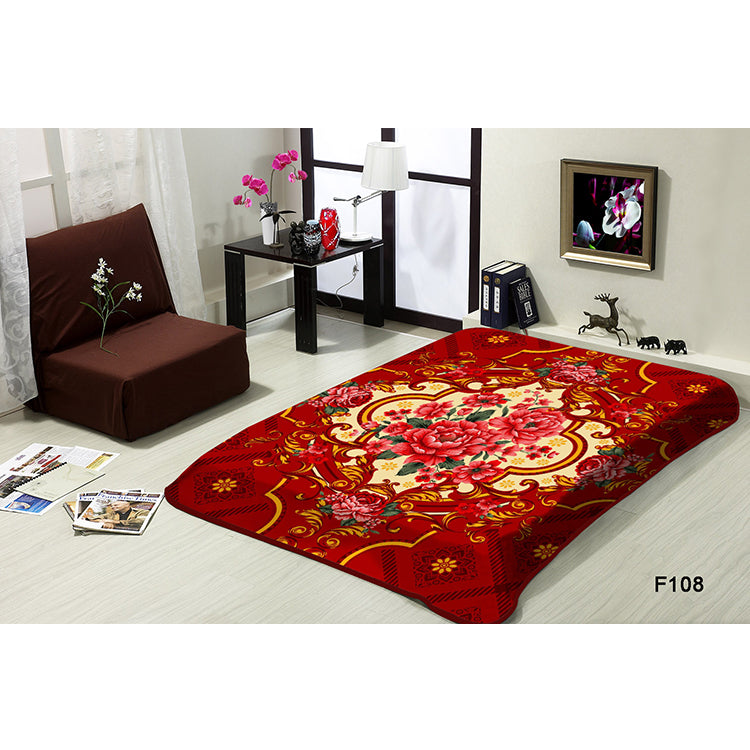 HEAVY WEIGHT 2 PLY BLANKET WITH EMBOSS FLOWER GROUP-A