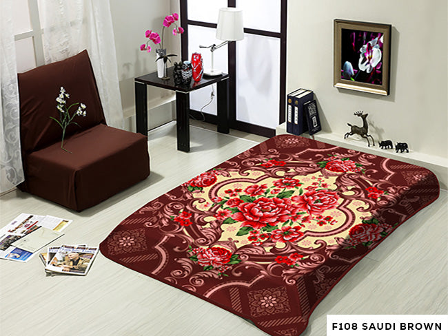 HEAVY WEIGHT 2 PLY BLANKET WITH EMBOSS FLOWER GROUP A - (Assorted Case Pack 6 Blanket's Per Case 1 per Design)