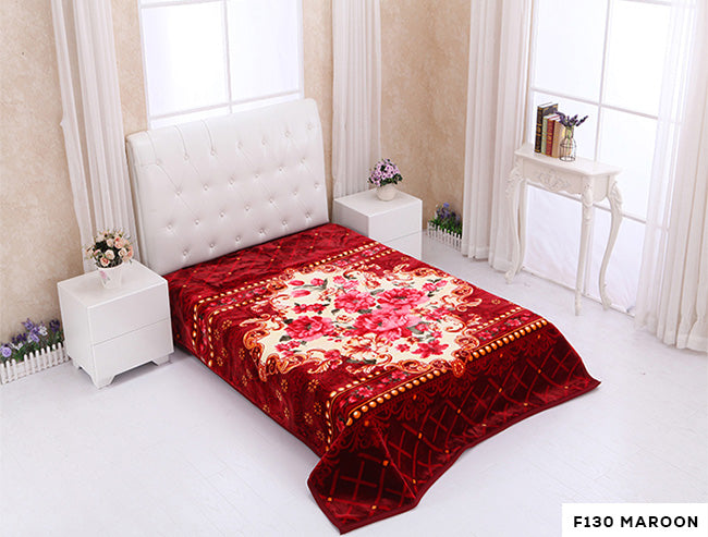 HEAVY WEIGHT 2 PLY BLANKET WITH EMBOSS FLOWER GROUP A - (Assorted Case Pack 6 Blanket's Per Case 1 per Design)