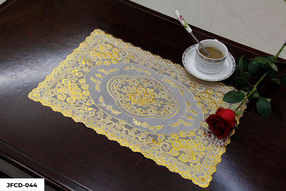 PVC LACE PLACEMAT GOLD COATED (RECTANGLE) GROUP B– (ASSORTED CASE PACK 216 Pcs PER CASE)
