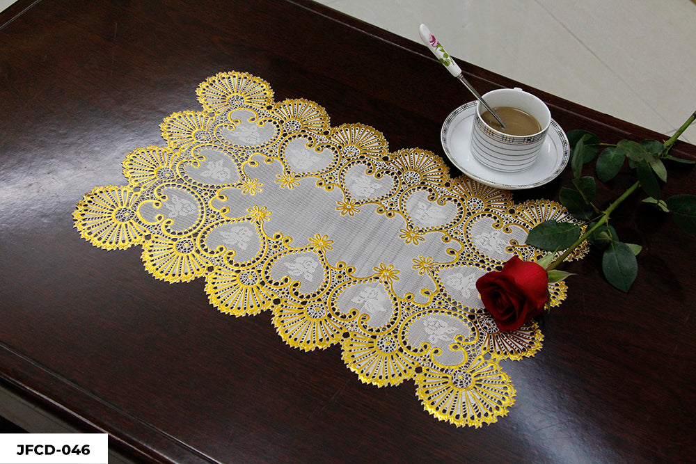 PVC LACE PLACEMAT GOLD COATED (RECTANGLE) GROUP B– (ASSORTED CASE PACK 216 Pcs PER CASE)