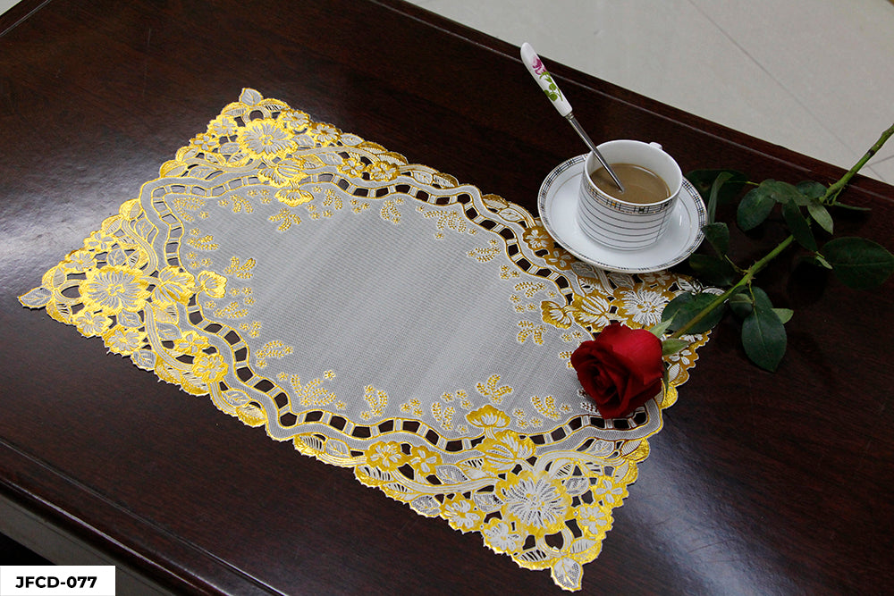 PVC LACE PLACEMAT GOLD COATED (RECTANGLE) GROUP A– (ASSORTED CASE PACK 180 Pcs PER CASE)