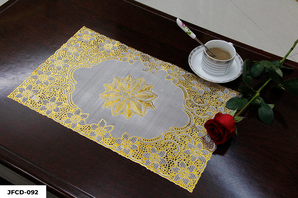 PVC LACE PLACEMAT GOLD COATED (RECTANGLE) GROUP B– (ASSORTED CASE PACK 216 Pcs PER CASE)