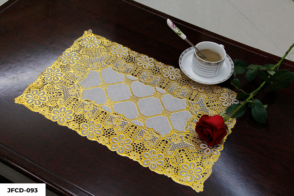 PVC LACE PLACEMAT GOLD COATED (RECTANGLE) GROUP B– (ASSORTED CASE PACK 216 Pcs PER CASE)