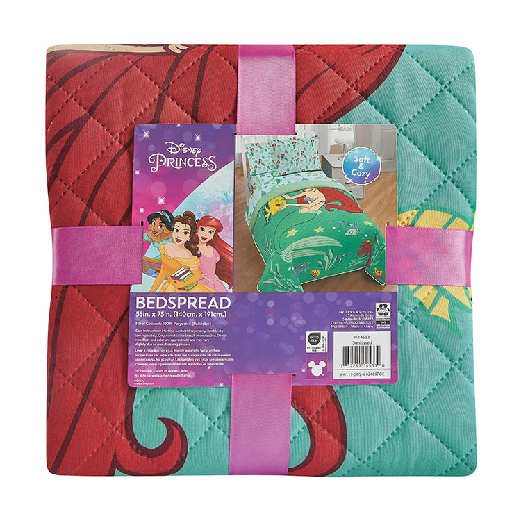 Sunkissed" Little Mermaid Twin/Full Disney Bedspread - Solid Packing (12 Items in a Case)