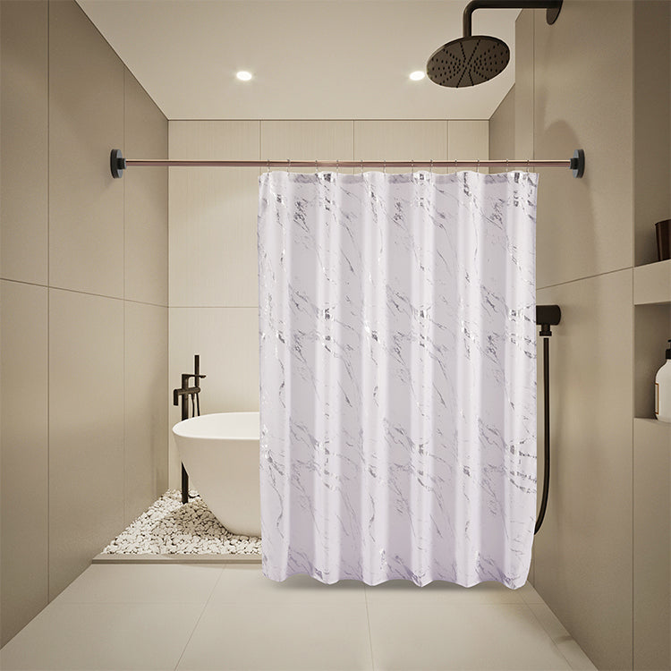 14 Piece "Marble Shine-Silver Foil" Roaring Metallic Shower Curtain