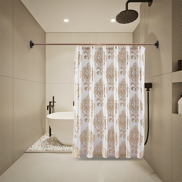 14 Piece "Metallic 0034-Gold Foil" Roaring Metallic Shower Curtain