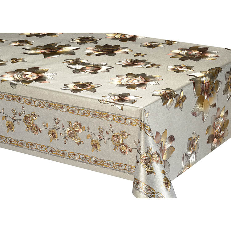 METALLIC PVC WITH FABRIC BACKING TABLECLOTH-(SOLID CASE PACK 2 ITEMS PER CASE)