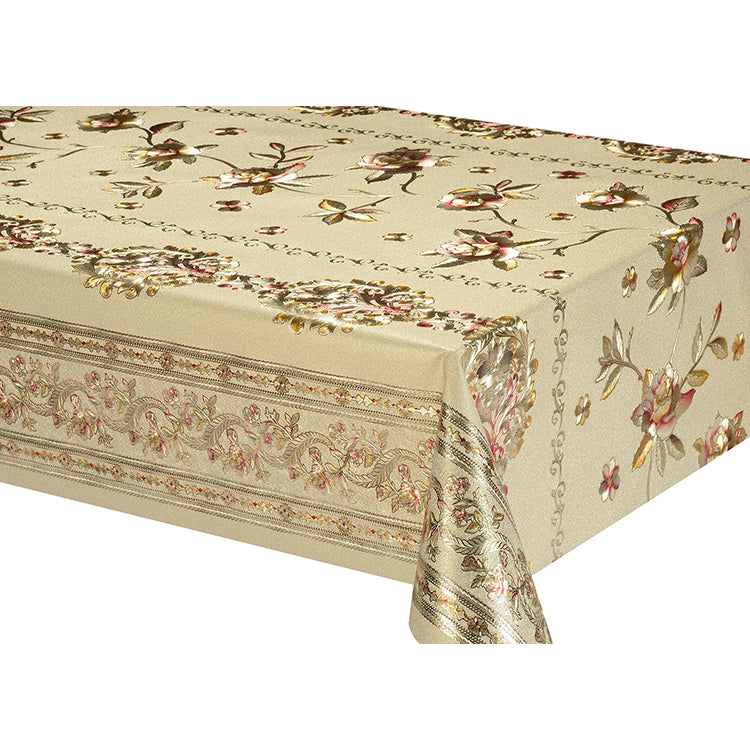 METALLIC PVC WITH FABRIC BACKING TABLECLOTH-(SOLID CASE PACK 2 ITEMS PER CASE)