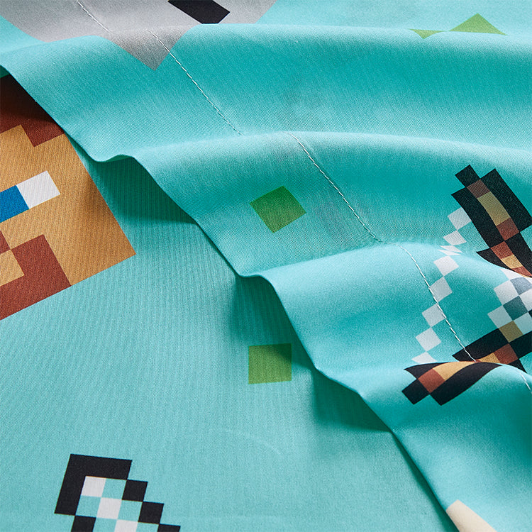 3 PIECE TWIN BEDSHEET SET "Blocks" Minecraft Twin Minecraft-(SOLID PACKING: 08 ITEMS IN A CASE)