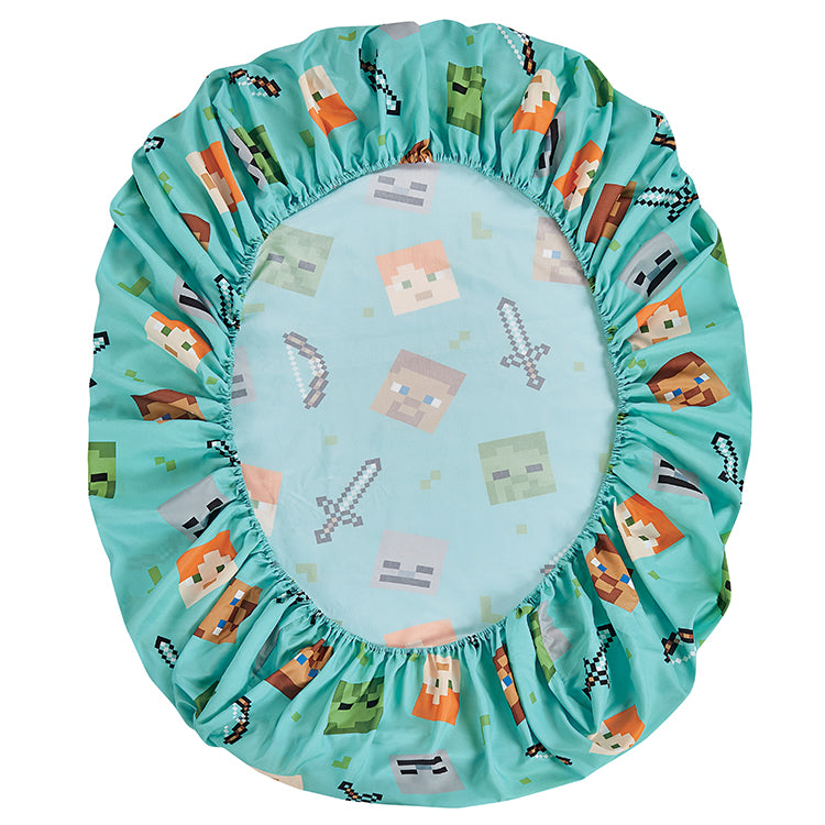 3 PIECE TWIN BEDSHEET SET "Blocks" Minecraft Twin Minecraft-(SOLID PACKING: 08 ITEMS IN A CASE)