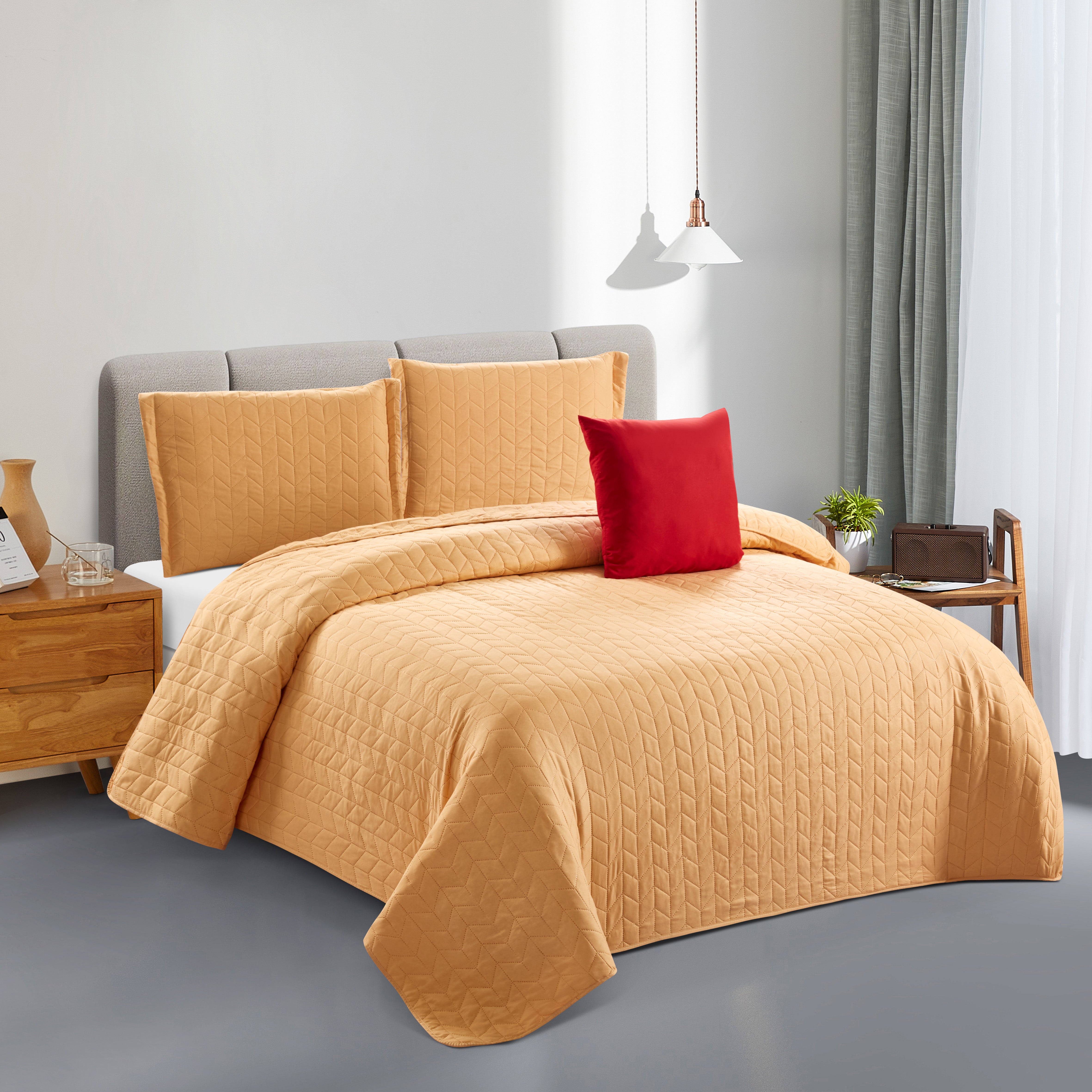 MOONLIT SKY SOLID DESIGN 4PC BEDSPREAD SET - (ASSORTED CASE PACK 16 PCS PER CASE)