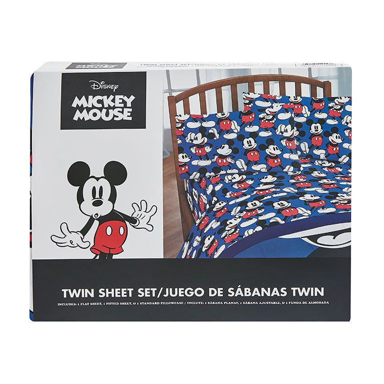 3 Piece "One and Only" Mickey Twin Disney Bed sheet Set