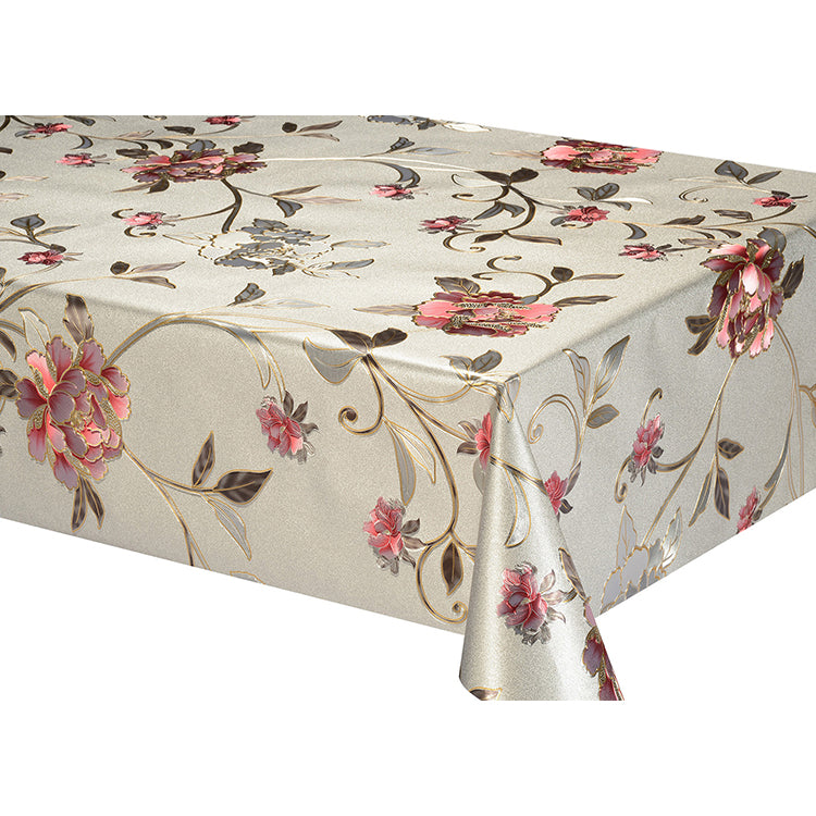 METALLIC PVC WITH FABRIC BACKING TABLECLOTH-(SOLID CASE PACK 2 ITEMS PER CASE)