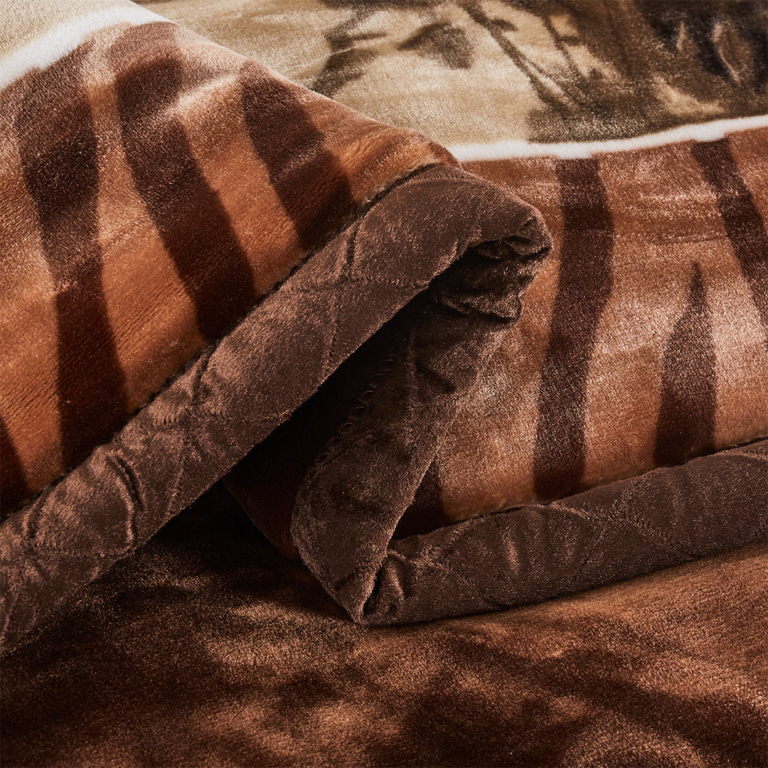 Tiger/Dark Brown CJ388 Golden Lion 2Ply Blanket