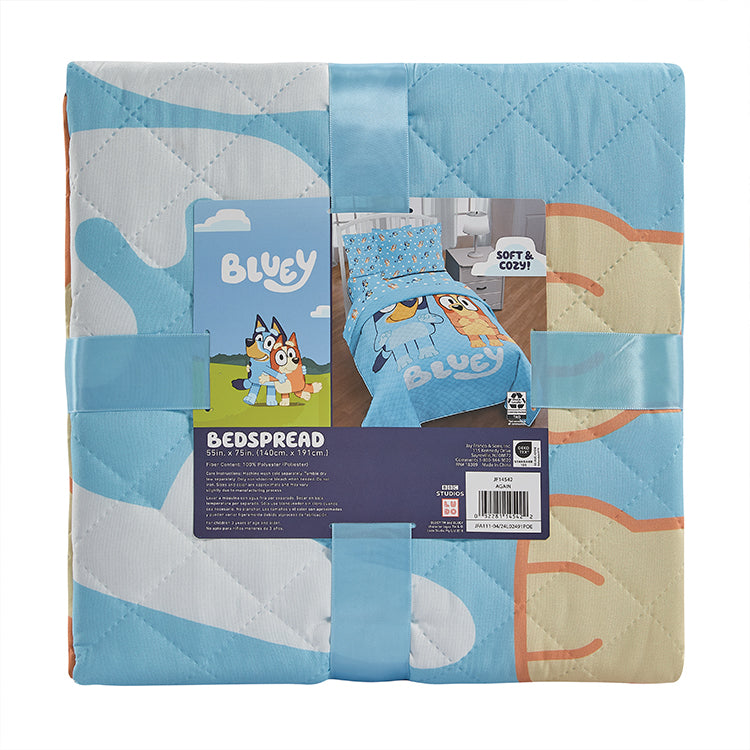 TWIN/FULL BEDSPREAD "Again" Bluey - (SOLID PACKING: 12 ITEMS IN A CASE)