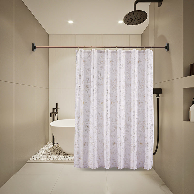 14 Piece Roaring Metallic Shower Curtain-(SOLID CASE PACK 12 ITEMS IN A CASE)