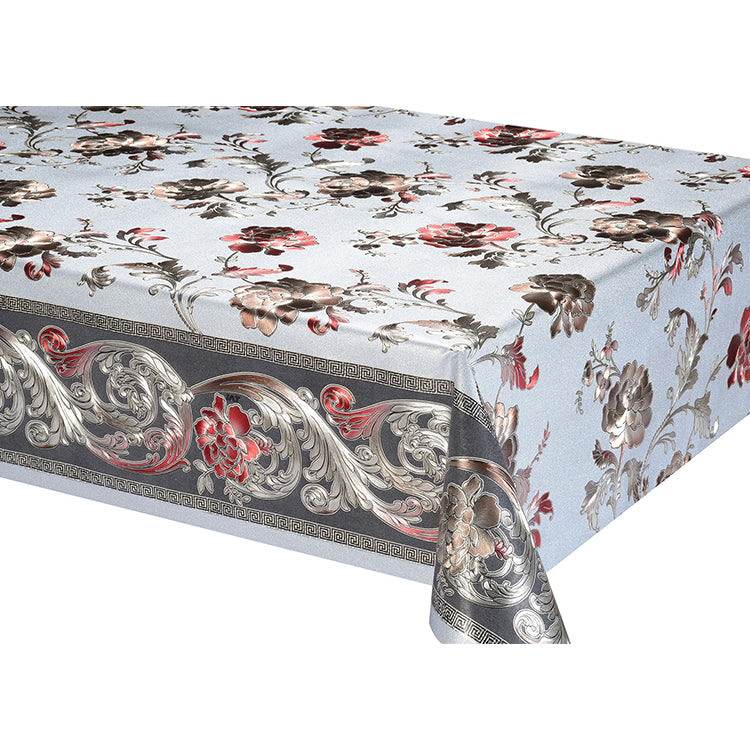 METALLIC PVC WITH FABRIC BACKING TABLECLOTH-(SOLID CASE PACK 2 ITEMS PER CASE)