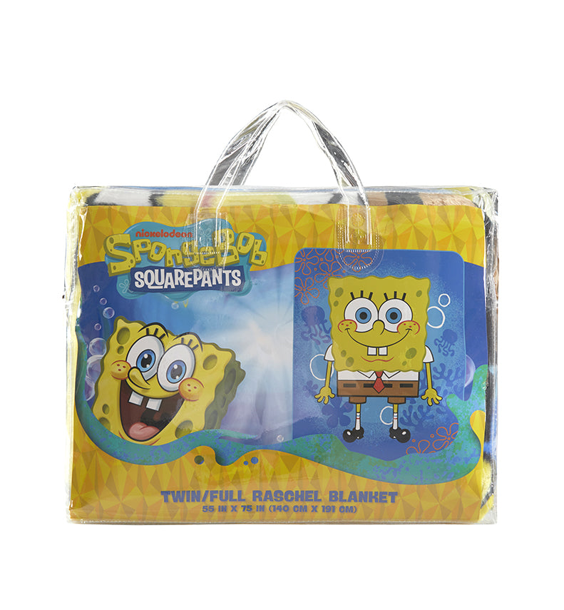 “UNDER THE SEA” SPONGEBOB TWIN/FULL DISNEY RACHELLE BLANKET(NEW DESIGN)-(SOLID PACK 12 ITEMS PER CASE)