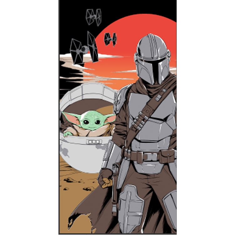 Toalla de playa Mandalorian "Mando and Child" de Star Wars de 27"x54"