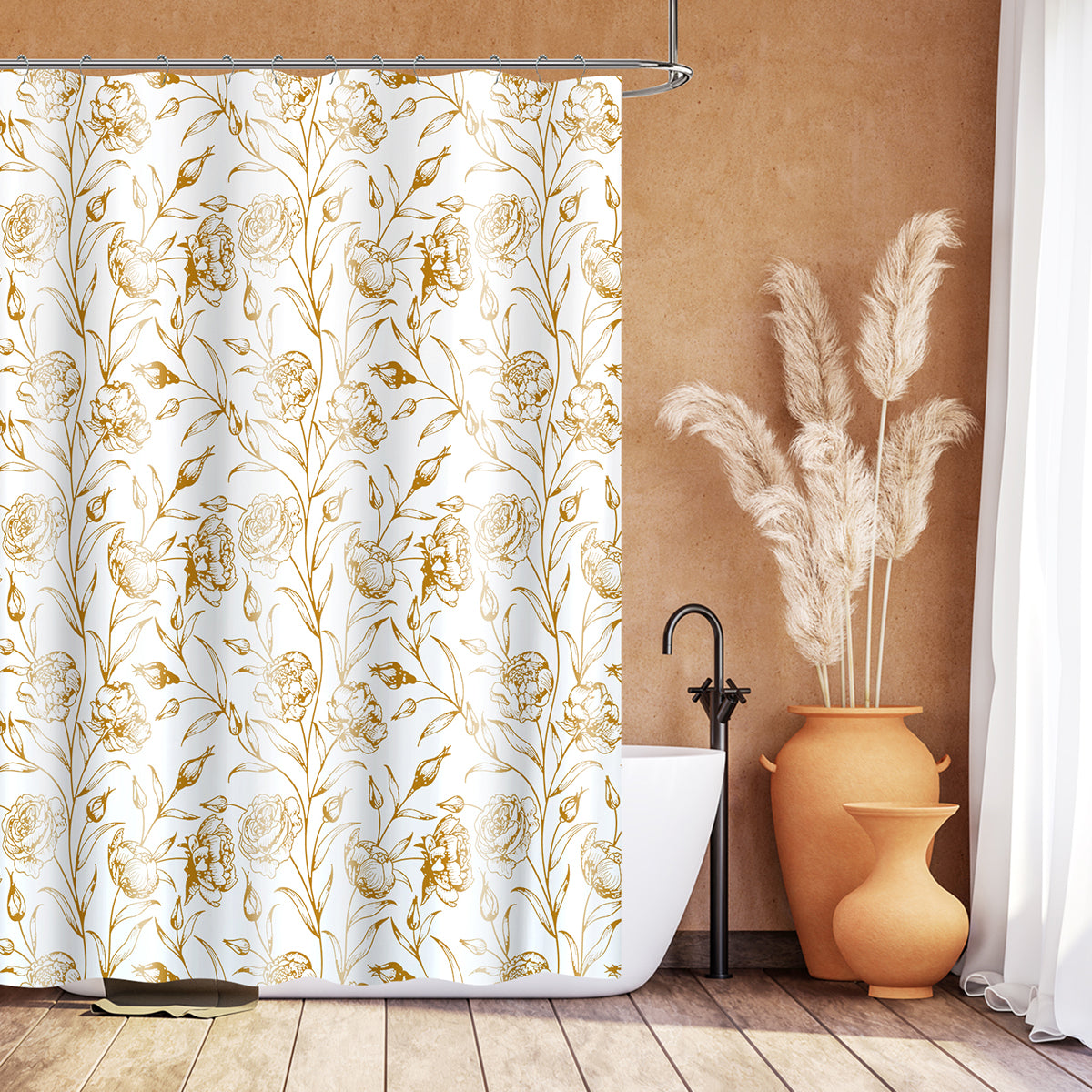 13 PC METALLIC SEDONA SHOWER CURTAIN (NEW ARRIVAL)-(ASSORT CASE PACK 24 ITEM PER CASE 6 EACH DESIGN)