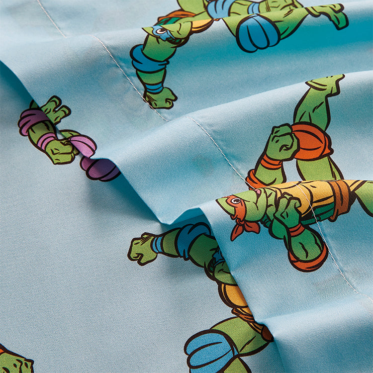 3 Piece "Retro & Ready to Fight" TMNT Twin Nickelodeon Bed sheet Set