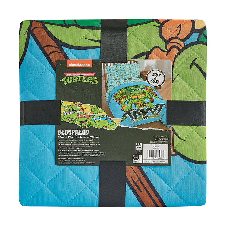 "Poses" TMNT Twin/Full Nickelodeon Bedspread - Solid Packing (12 Items in a Case)