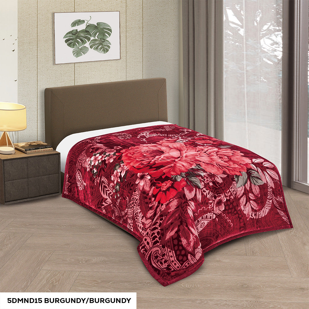 5 DIAMOND 2 PLY FLOWER DESIGN RACHELLE BLANKET-(Assorted Case Pack 10 Blanket's Per Case 2 Per Design)