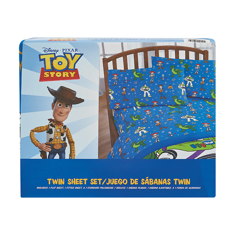 3 PIECE TWIN BEDSHEET SET "CHARACTERS & STARS" TOY STORY-(SOLID PACKING: 08 ITEMS IN A CASE)