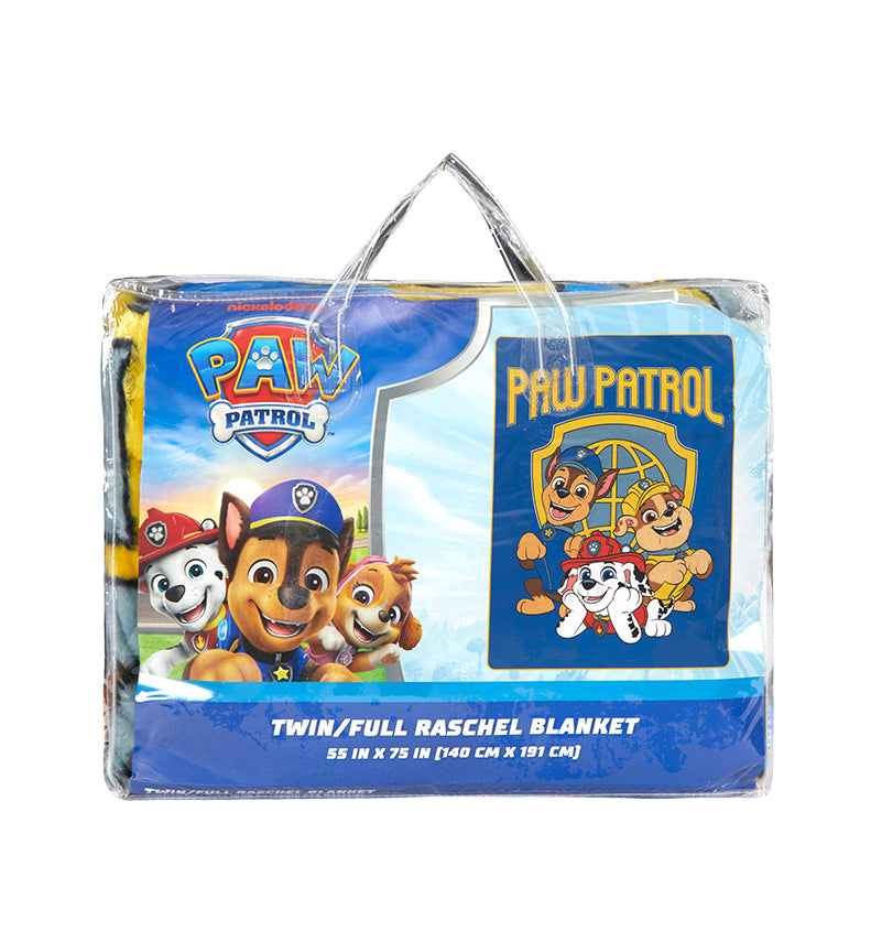 “TRIO PATROL” PAW PATROL TWIN/FULL DISNEY RACHELLE BLANKET(NEW DESIGN)-(SOLID PACK 12 ITEMS PER CASE)