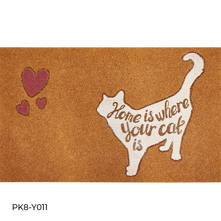 "WELCOME MEOW COIR" LASER DIGITAL SYNTHETIC RUBBER MATS-(ASSORTED CASE PACK 12 ITEMS PER CASE)