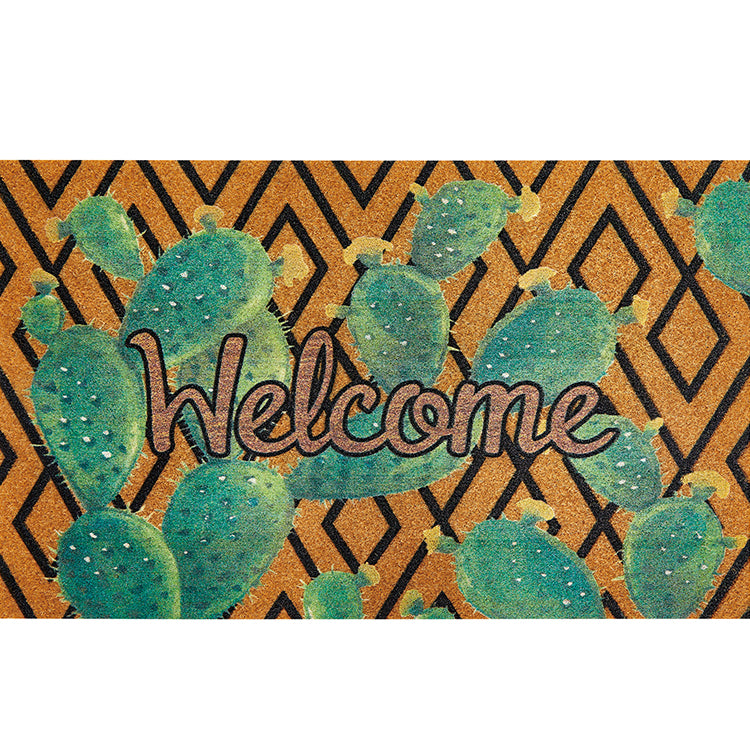 "Welcome Meow Coir" Laser Digital Synthetic Coir Assort. Rubber Mats
