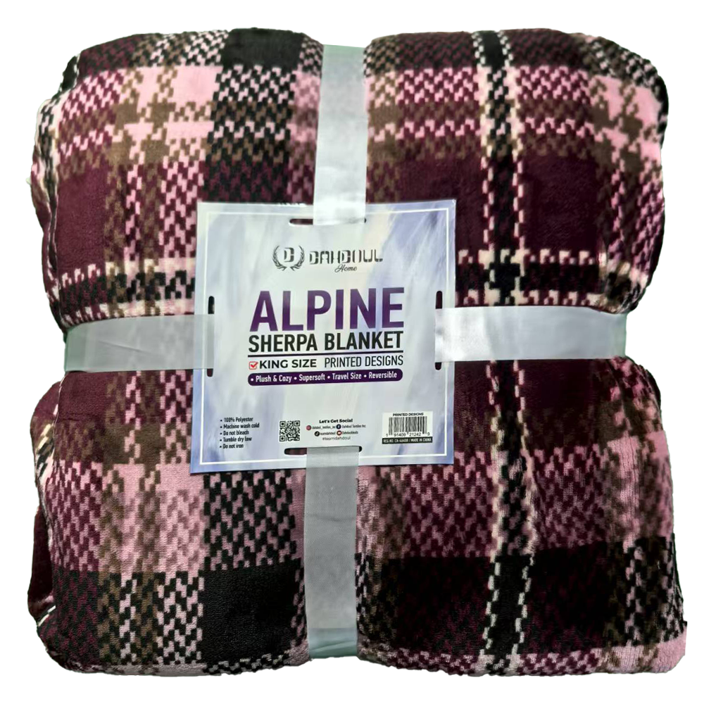 Alpine Sherpa Blanket Printed Design Plush Blanket