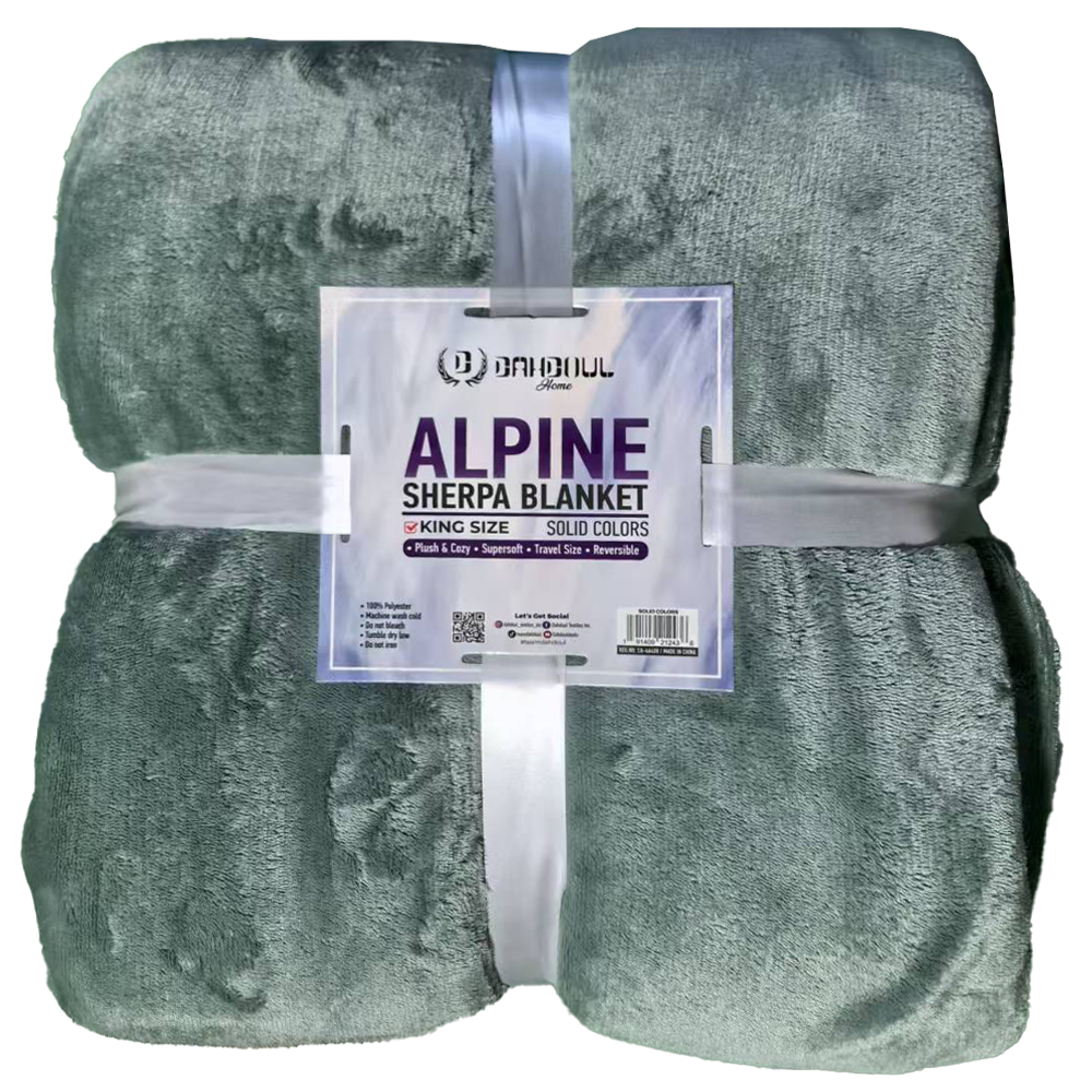 Alpine Sherpa Blanket in Solid Colors, Soft Plush Reversible Blanket with Sherpa Backing, Queen and King Sizes