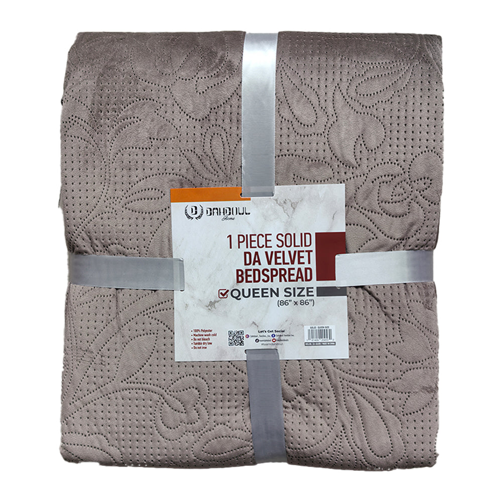 DA Velvet Bedspread Queen Size in Assorted Solid Colors, Soft Microfiber Velvet Bedspread with Embossed Pattern