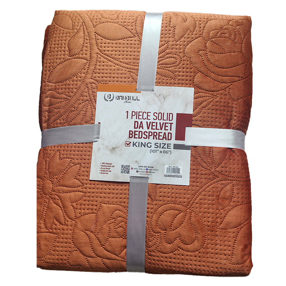 DA Velvet Bedspread Queen Size in Assorted Solid Colors, Soft Microfiber Velvet Bedspread with Embossed Pattern