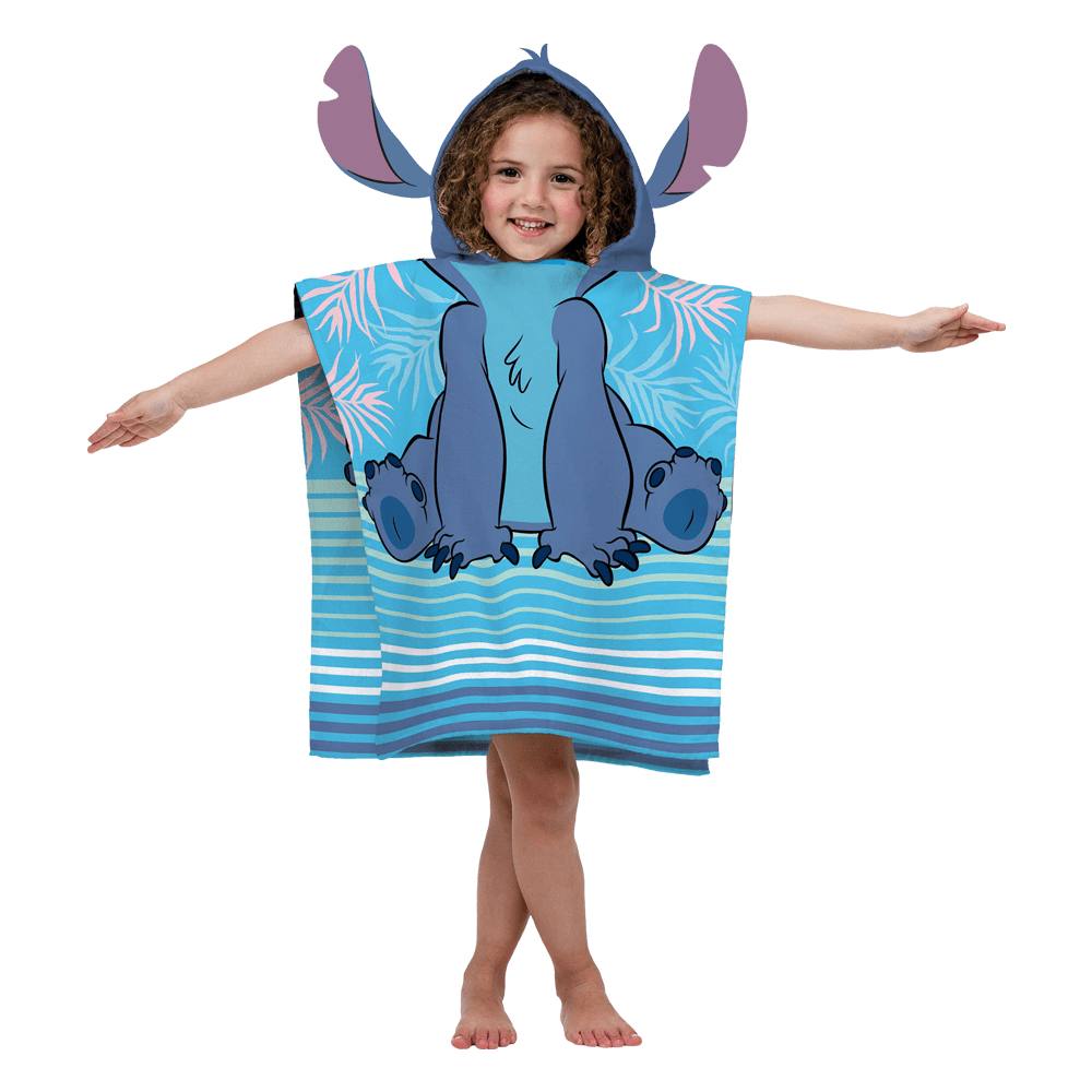 Disney Lilo And Stitch 3D Ears Poncho Kids Hooded Beach Towel 23.6× 47.2  In.