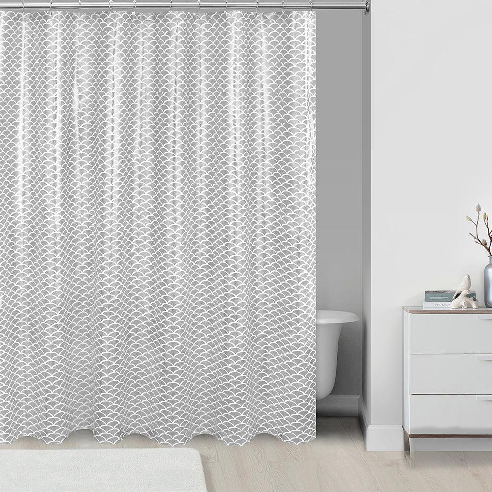 13 Piece Metallic Canvas Shower Curtain - Silver - Dahdoul Online
