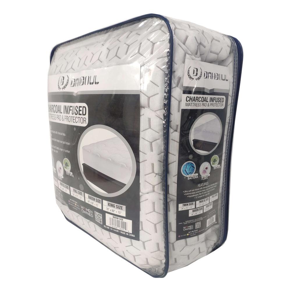 Protector y protector de colchón con infusión de carbón